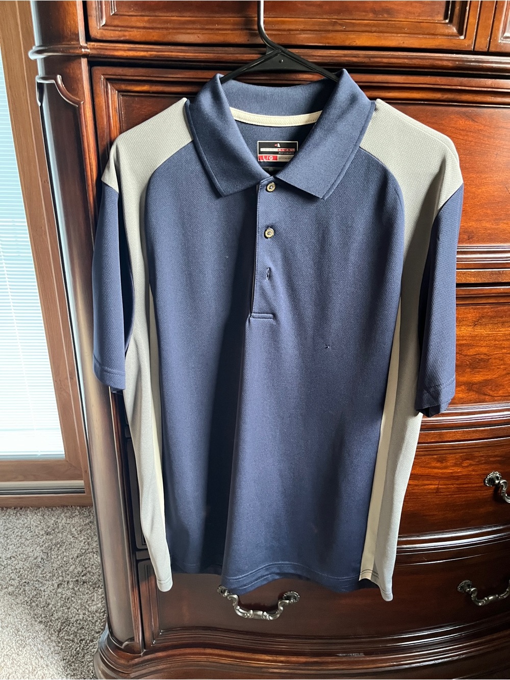 PGA Tour Navy and Gray Short-Sleeve Polo